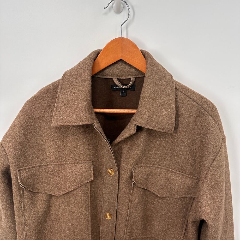 Banana Republic Women's Brown Button Front Collared Shacket // S - Picture 2 of 10